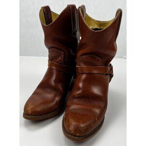 Zodiac Leather Western Ankle Boots Womens Size 7.5 M Pull Tabs Heeled Sole